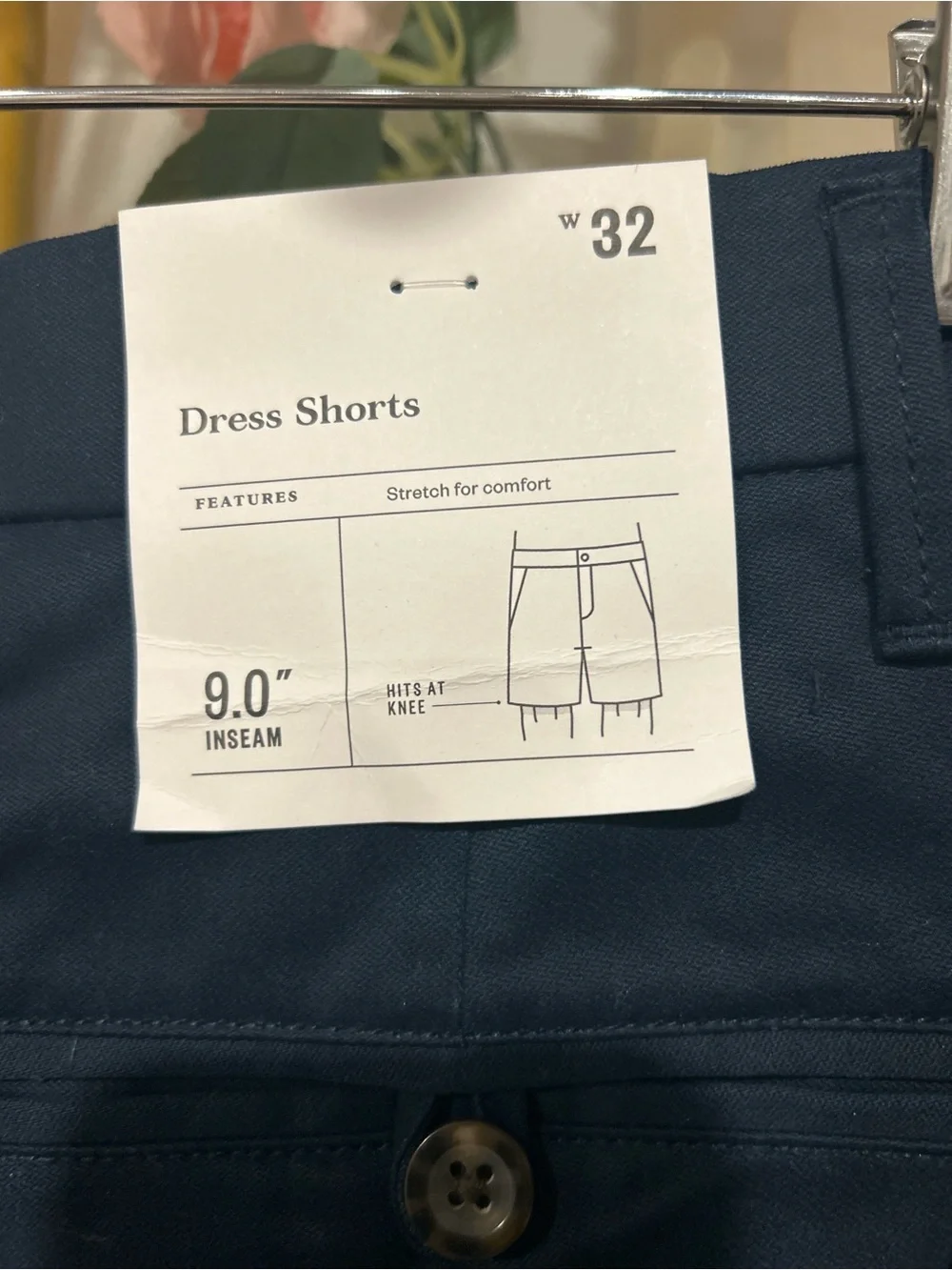NWT Goodfellow & Co Navy Stretch Dress Shorts Men’s Size 32 Flat Front 9”